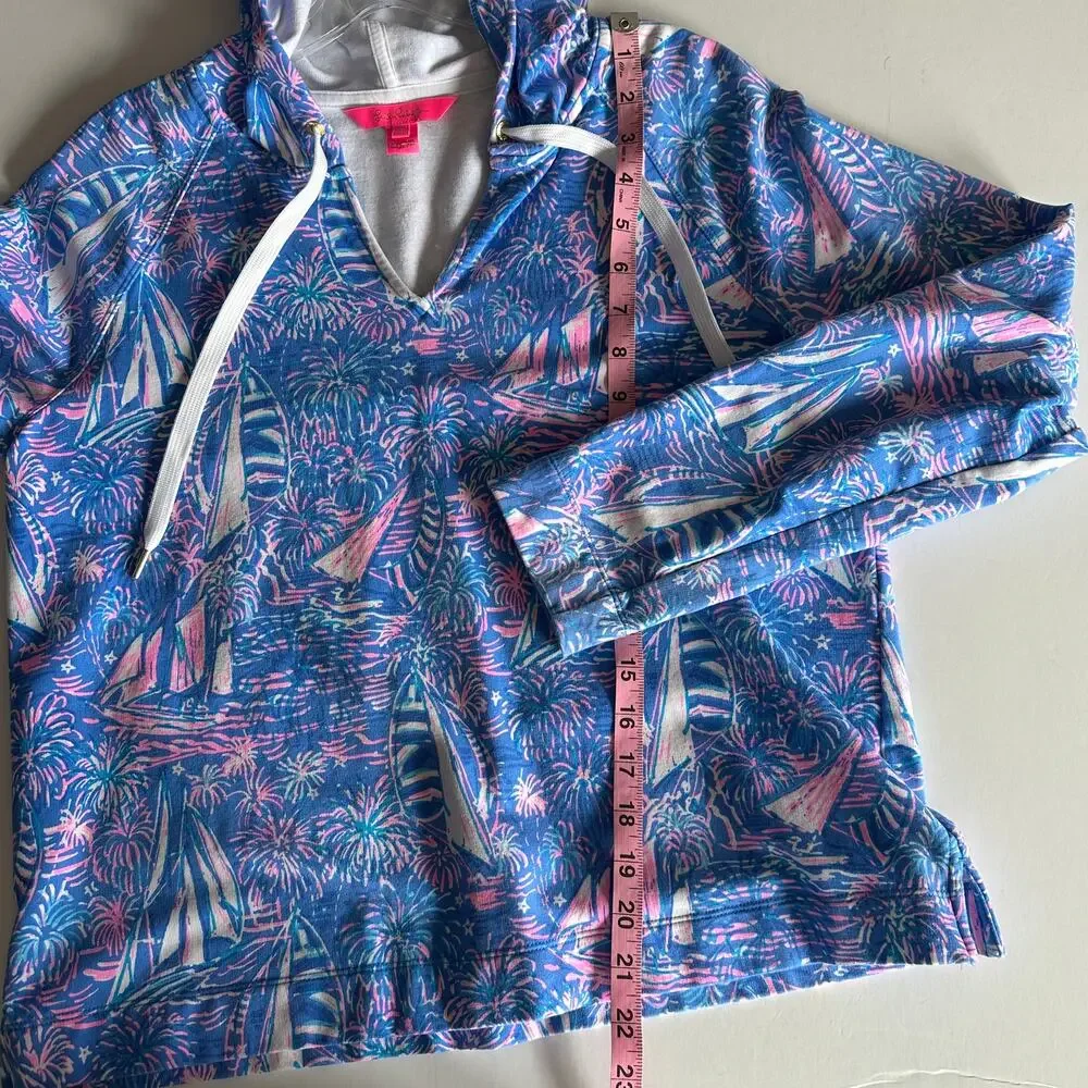 Lilly Pulitzer Kiawah Hoodie Womens Medium Sailabration Boca Blue Resort Beachy